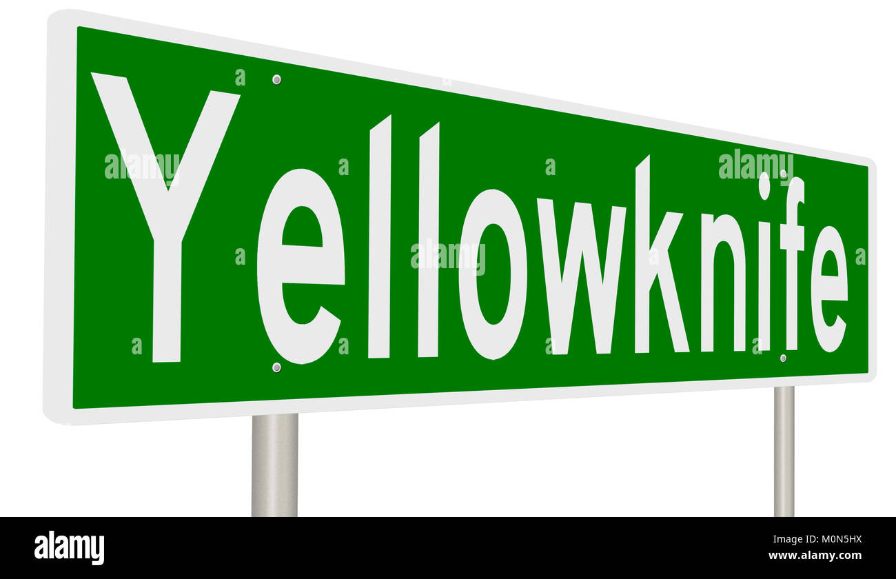 Highway sign for Yellowknife NWT Canada Stock Photo