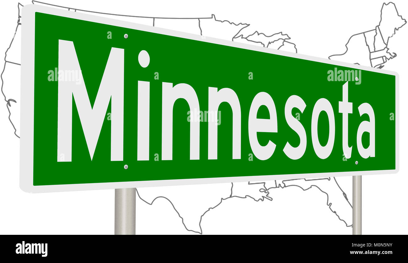 Green highway sign for Minnesota Stock Photo - Alamy
