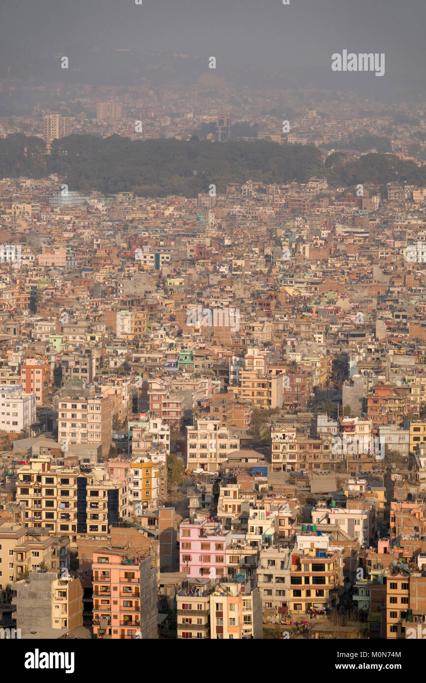 View of Kathmandu and thick layer of dust causing chronic air pollution Stock Photo