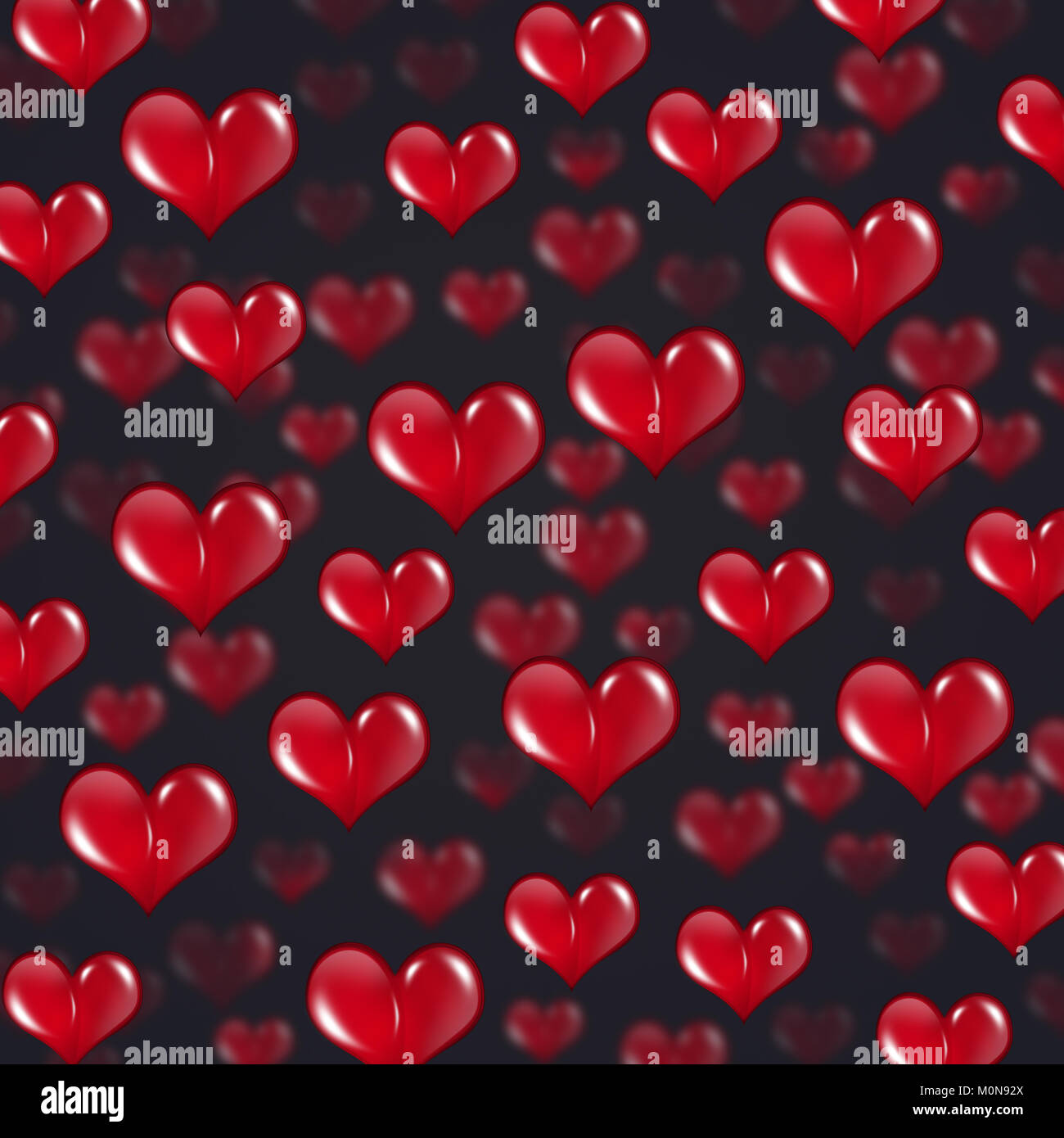 falling valentine red hearts abstract holiday background Stock Photo