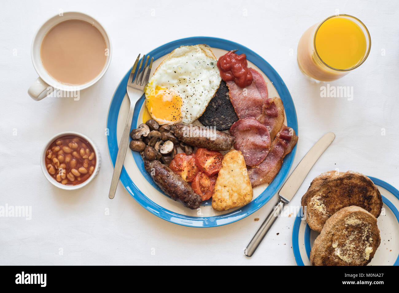 Full english cooked breakfast from above. UK Stock Photo - Alamy