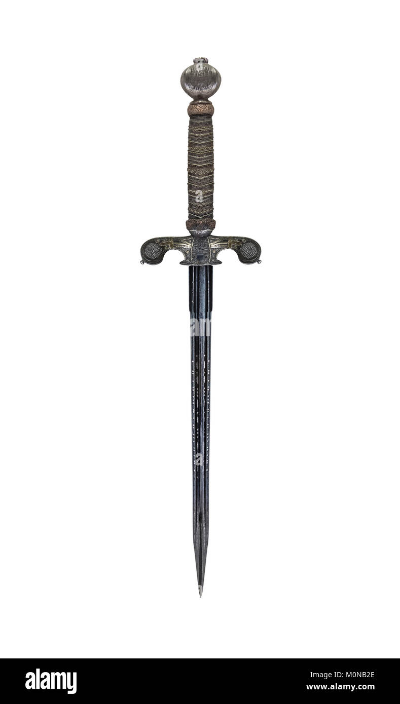 Small antique japan sword on a white background. Stock Photo