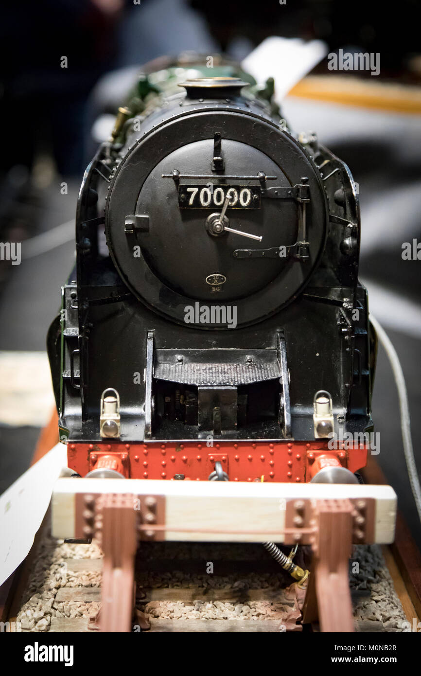 Scale model of black team engine locomotive Stock Photo