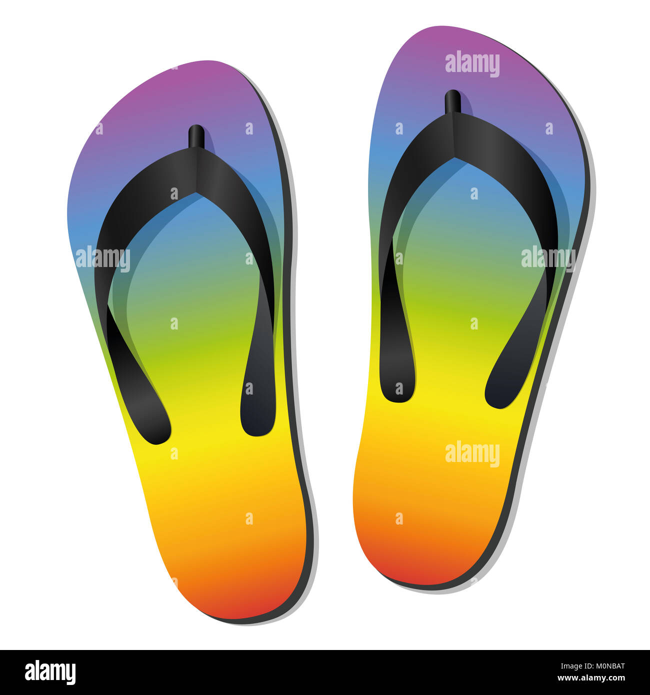 rainbow color flip flops