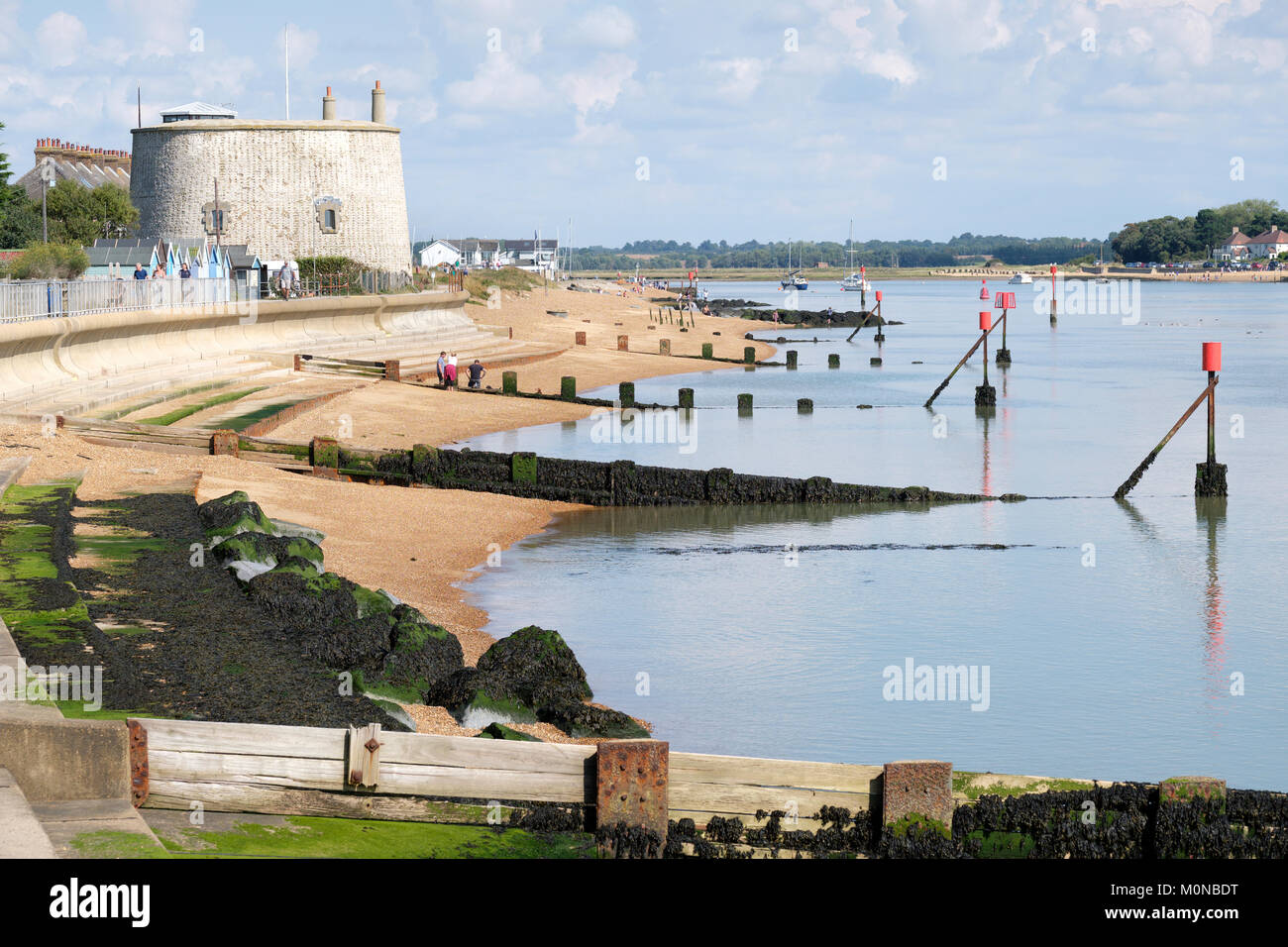 Martello Tower converted to a private house at the Felixstowe ferry, river Deben estuary, Felixstowe, England, UK Stock Photo