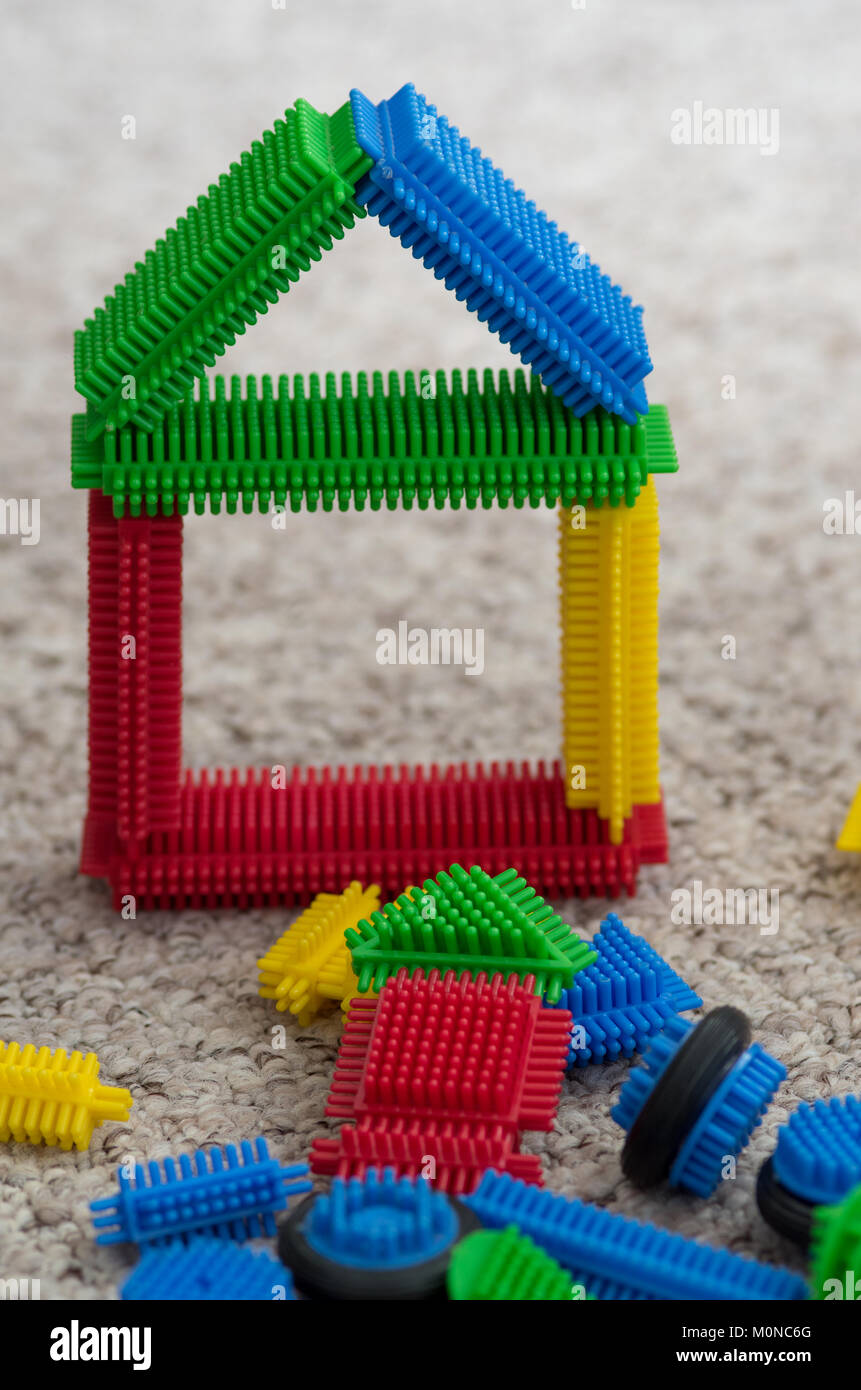 bright construction toy with bristles
