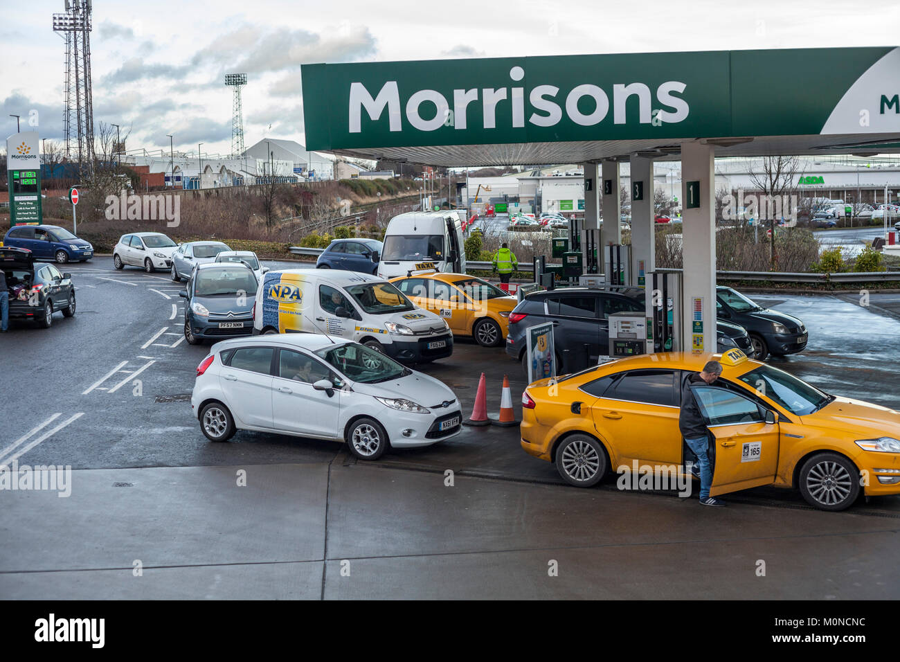 Morrisons fuel filling station at Hartlepool,England,UK Stock Photo