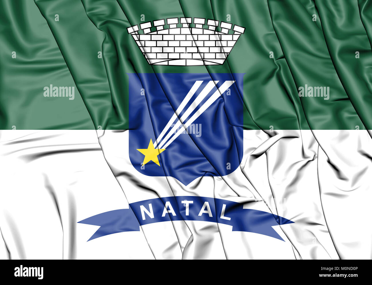 3D Flag of Natal, Brazil. 3D Illustration. Stock Photo