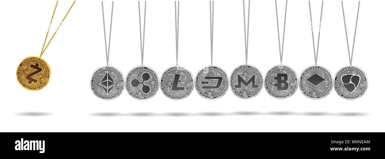 Newton cradle of gold and silver crypto currencies Stock Vector Image ...