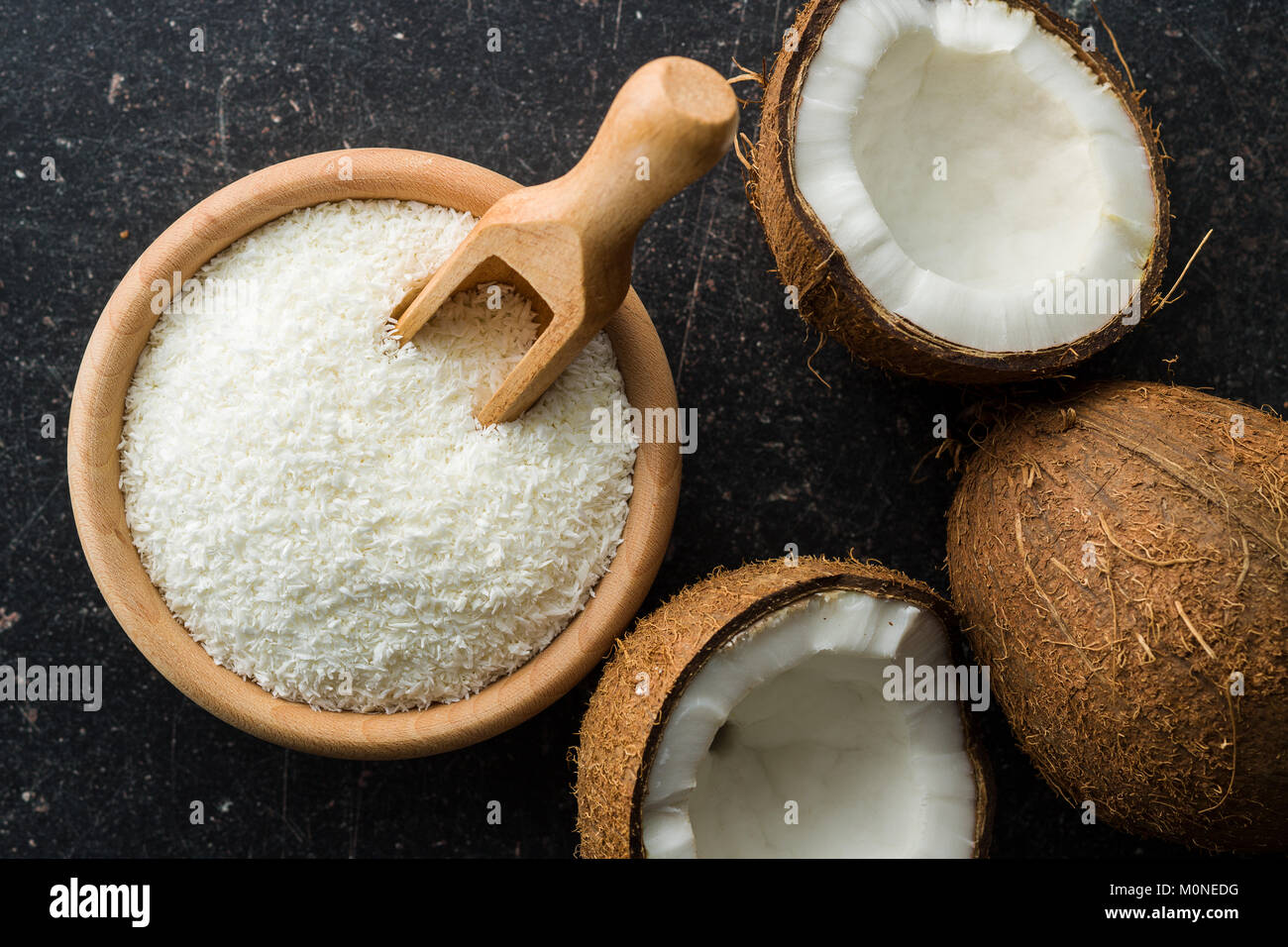 The coconuts with coconuts flakes Stock Photo Alamy