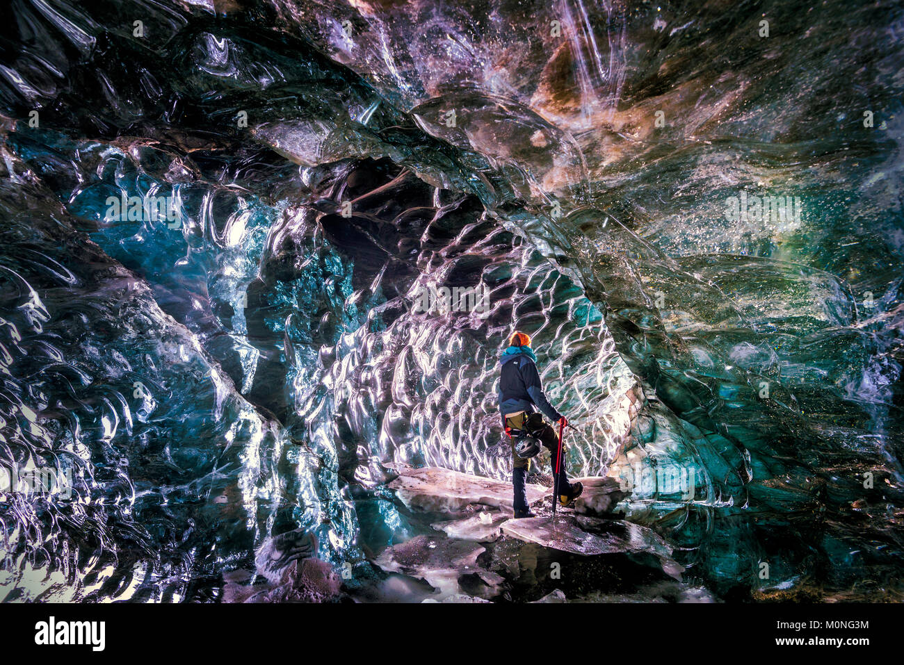 Ice Cave in Vatnajökull Glacier, Iceland Stock Photo
