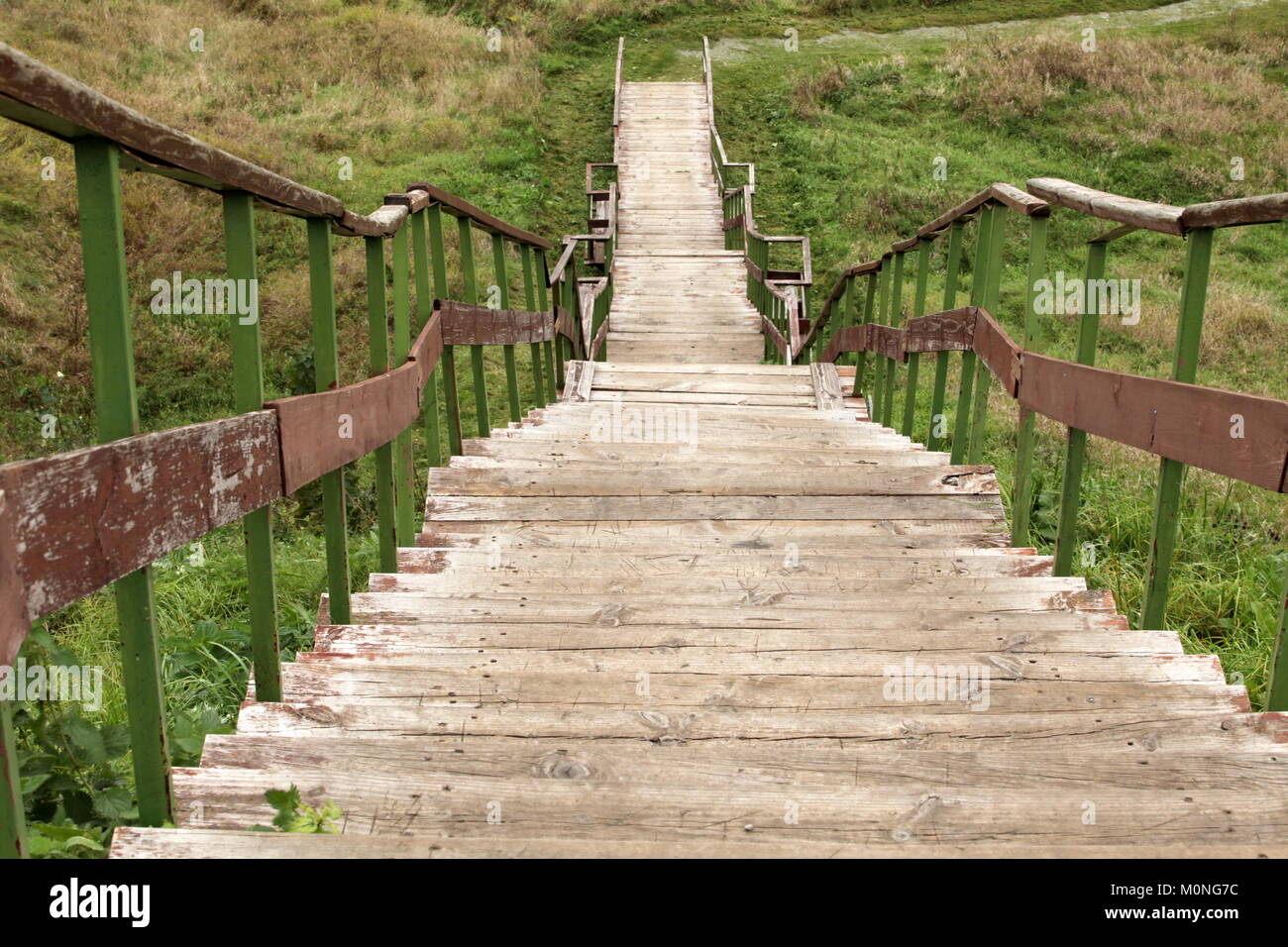 Free Stock Photo of Steep steps down from lookout tower