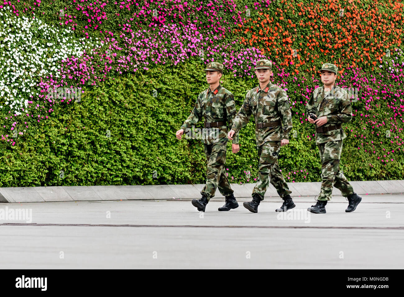 Shanghai, China. Soldiers in uniform at the Bund in Shanghai, China Stock  Photo - Alamy