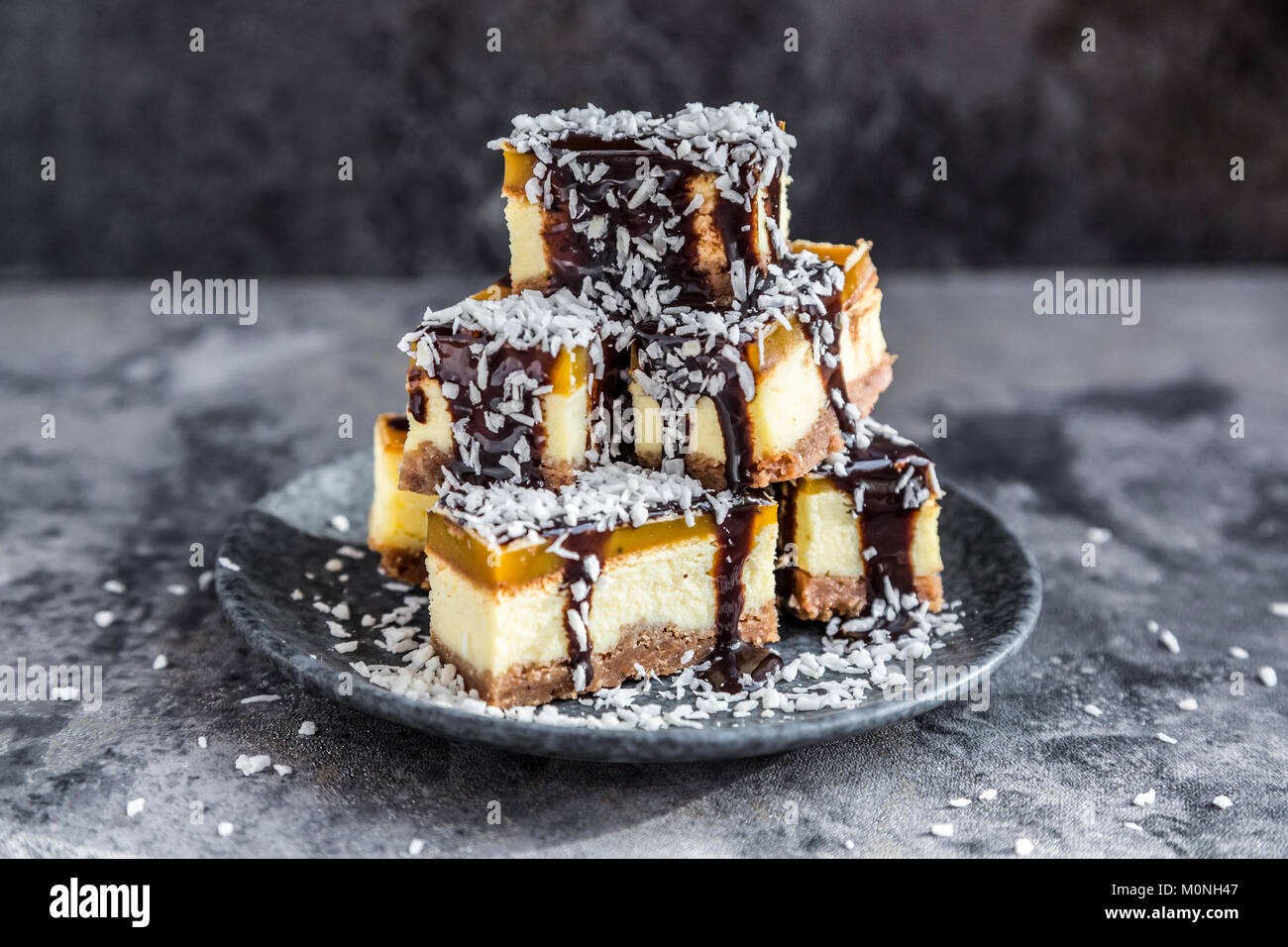 Chocolate Cake Mango Sauce High Resolution Stock Photography And Images Alamy