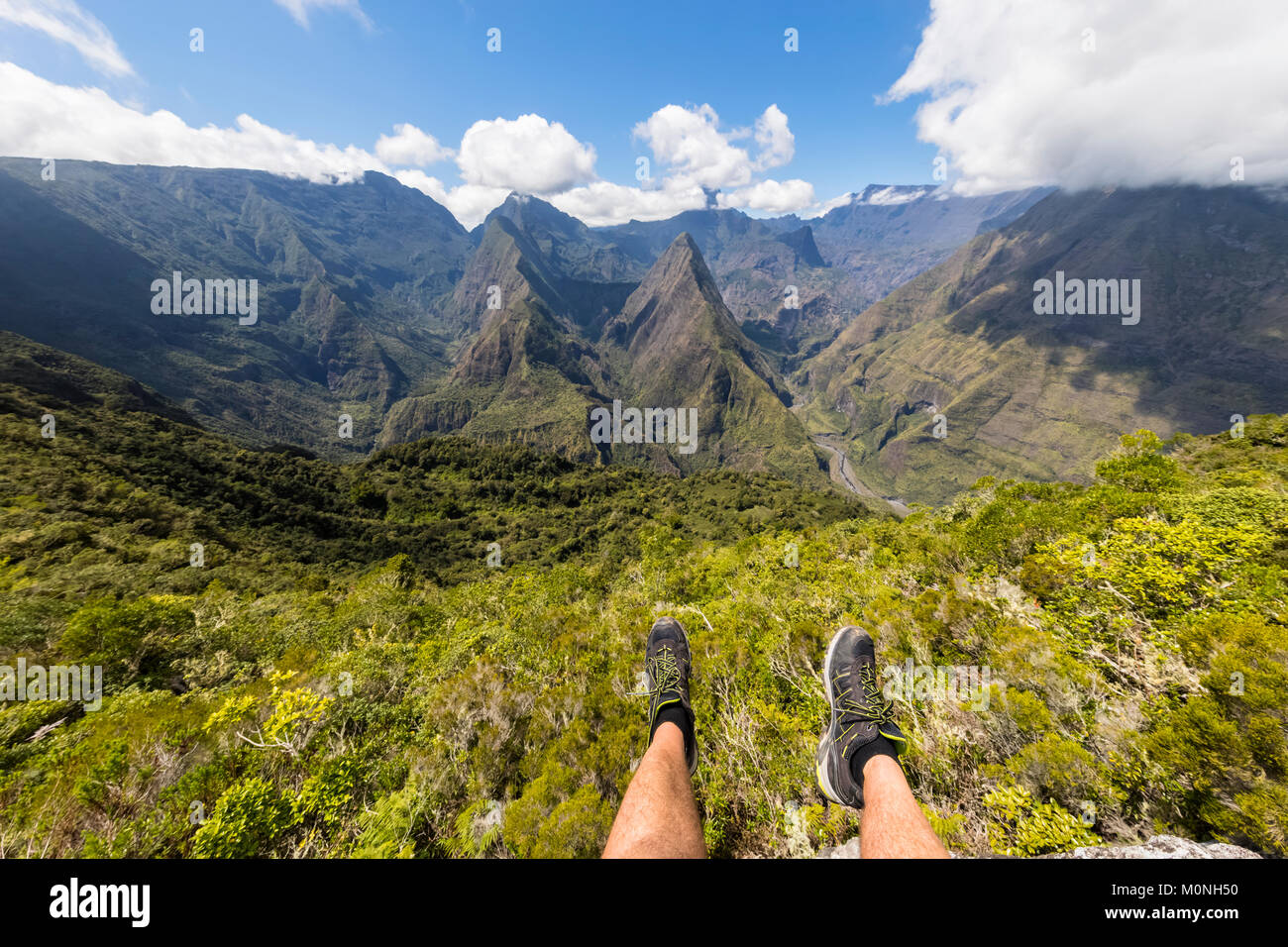 Reunion Cap Noir Cirque De Mafate Crete De La Marianne Crete D Aurere Riviere Des Galets Gros Morne Stock Photo Alamy