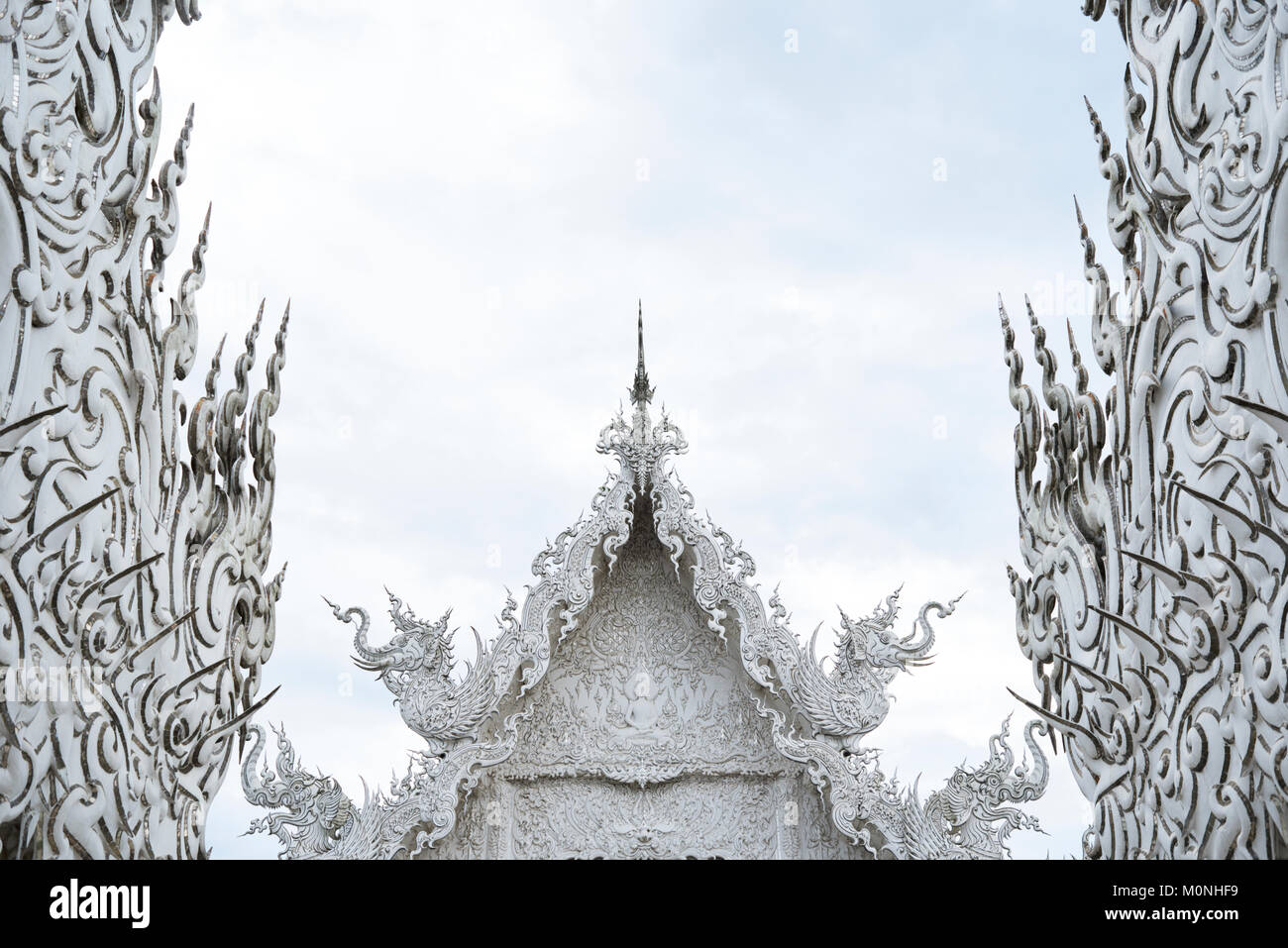 Details of Wat Rong Khun or White temple, buddhist temple, Chiang Rai, Thailand. Stock Photo