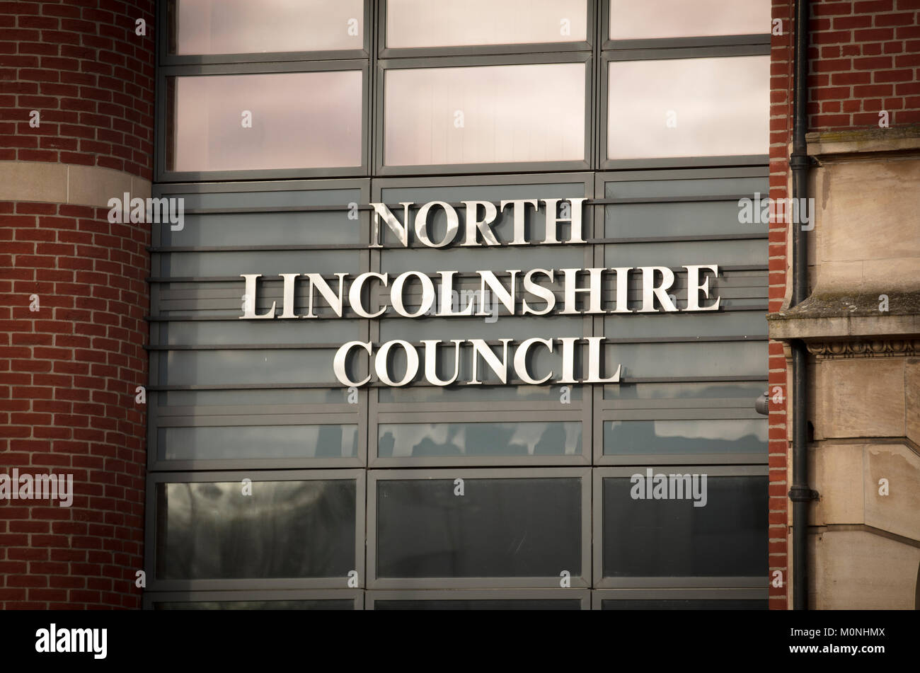 North Lincolnshire Council Building Entrance in Church Square - Scunthorpe, Lincolnshire, United Kingdom - 23rd January 2018 Stock Photo