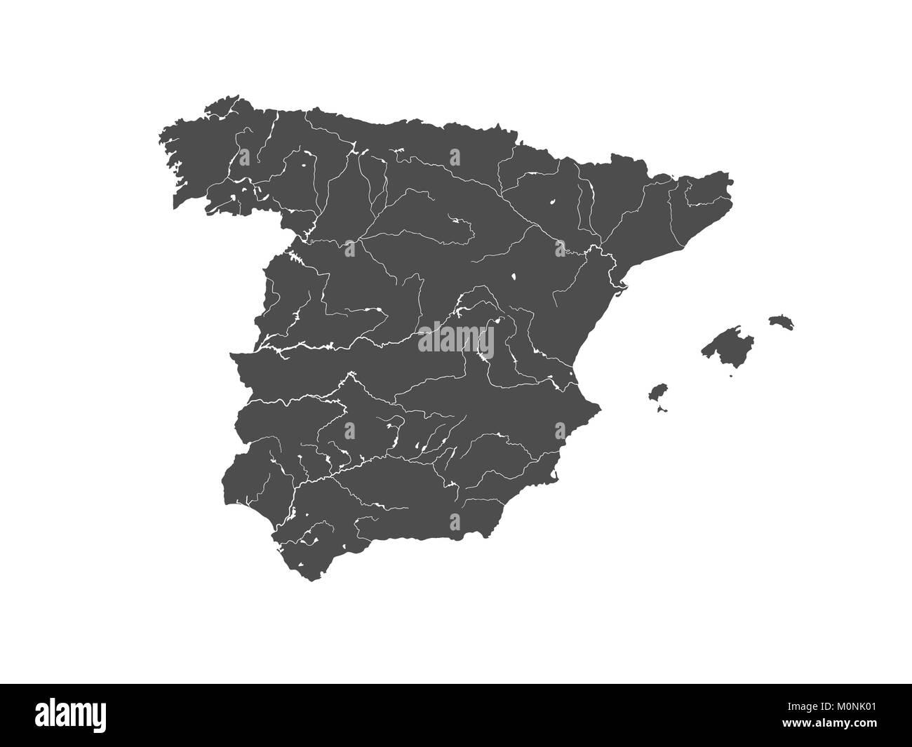 Map of Spain with rivers. Stock Vector