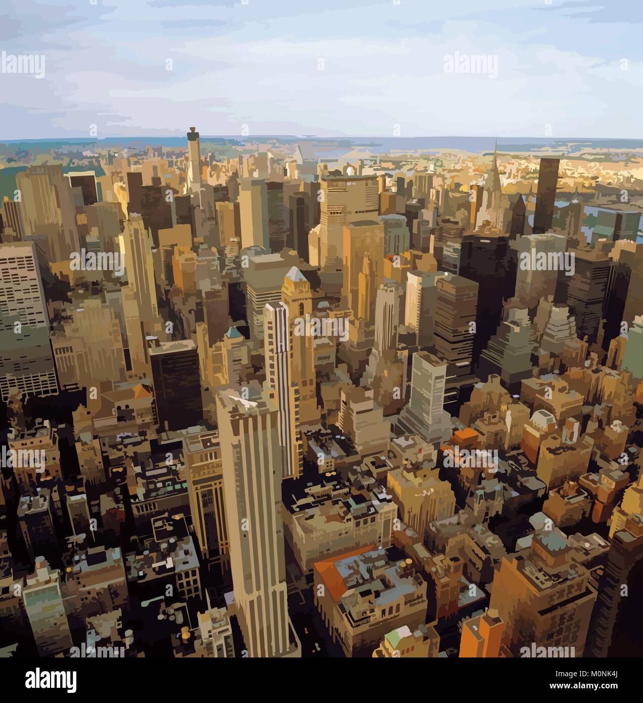 Aerial view of New York City from the Empire State Building. Stock Vector