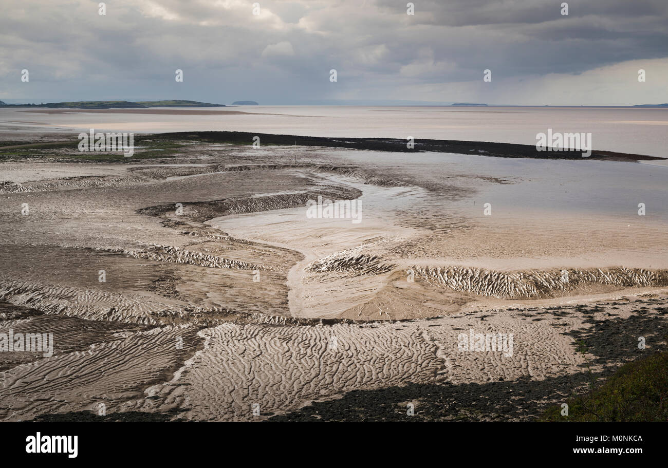The mud flats at low tide at Clevedon Pill, Somerset, England Stock
