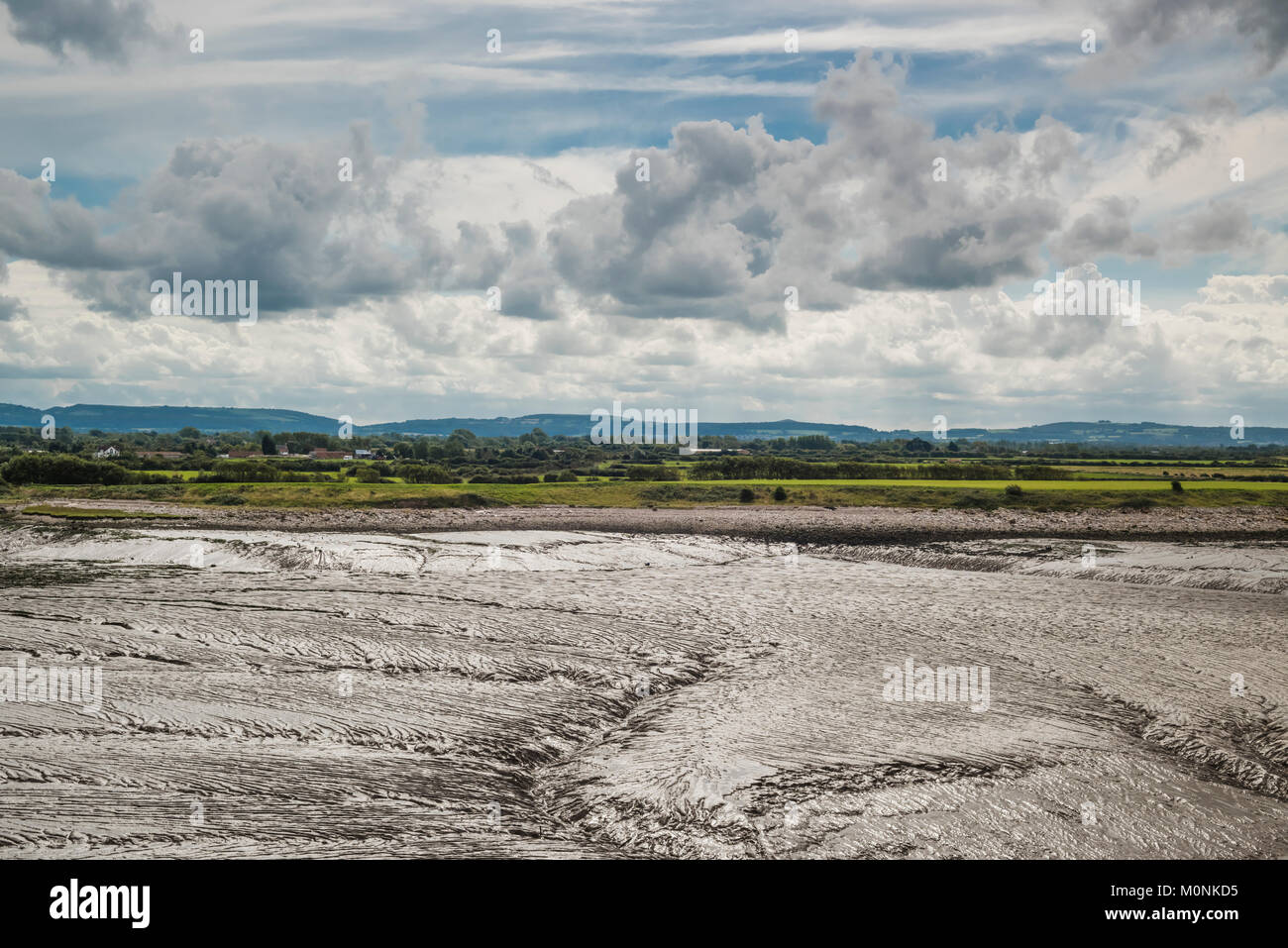 The mud flats at low tide at Clevedon Pill, Somerset, England Stock