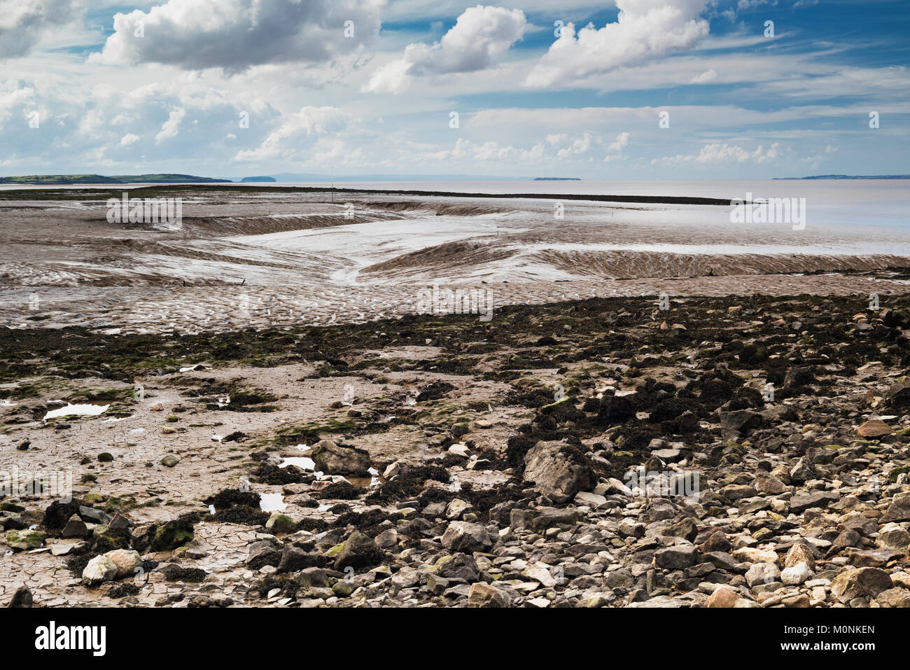 The mud flats at low tide at Clevedon Pill, Somerset, England Stock