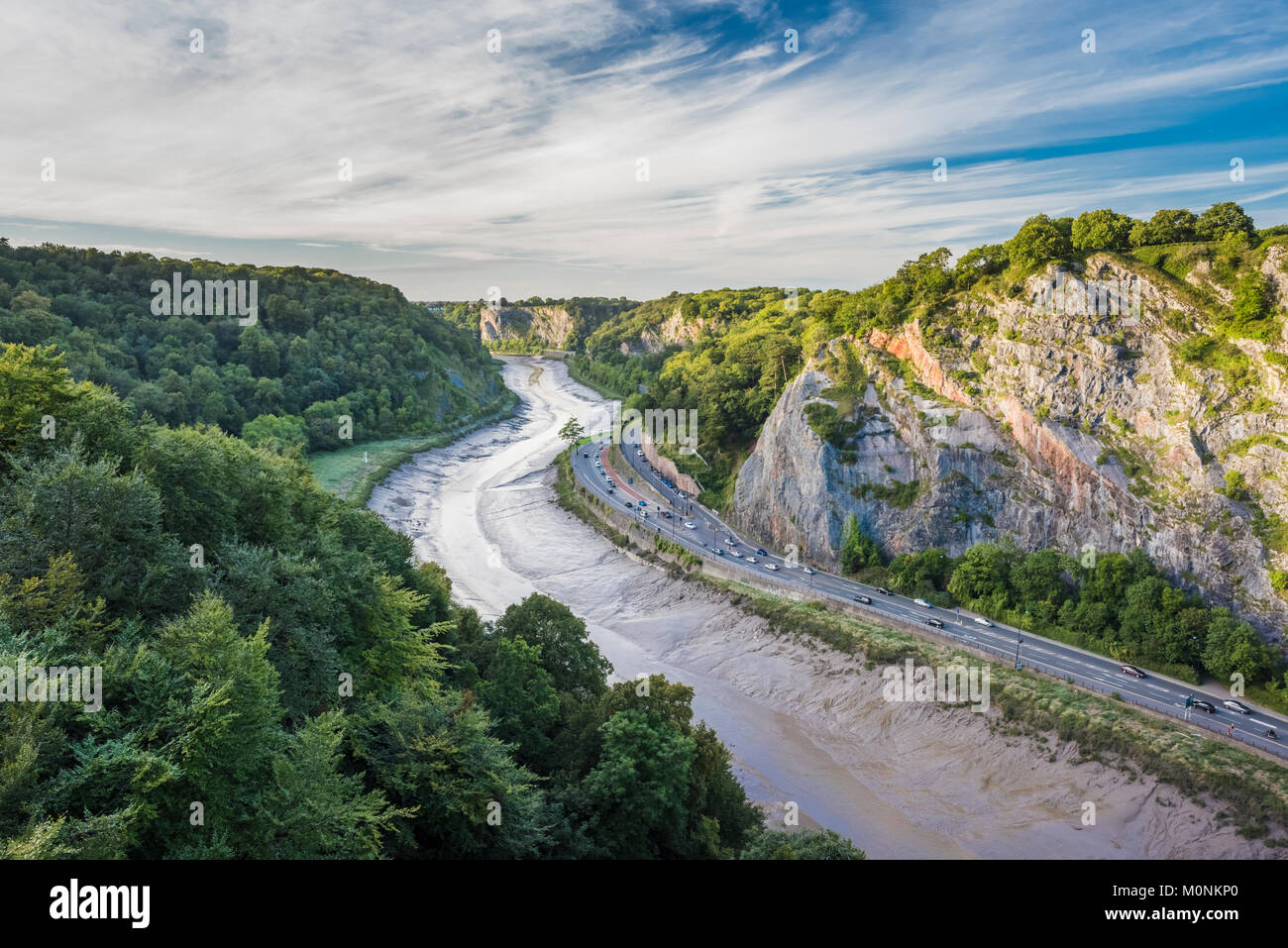 The Avon Gorge with the River Avon flowing in the centre of its highly  silted channel from beside the Clifton Suspension Bridge, Bristol, England  Stock Photo - Alamy