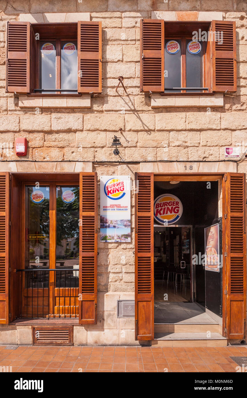 Burger King in Ciutadella de Menorca , Menorca , Balearic Islands , Spain Stock Photo