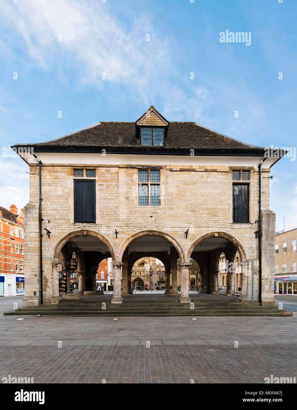 The Peterborough Guildhall, also called the Old Guild Hall, is a Grade II listed building in Market Square, Peterborough, Cambridgshire Stock Photo