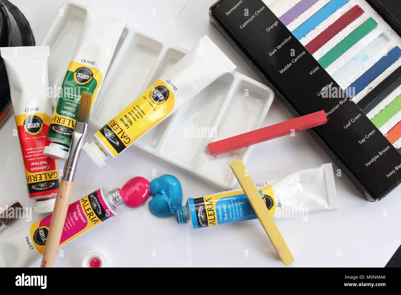 Artist's  paint and equipment Stock Photo