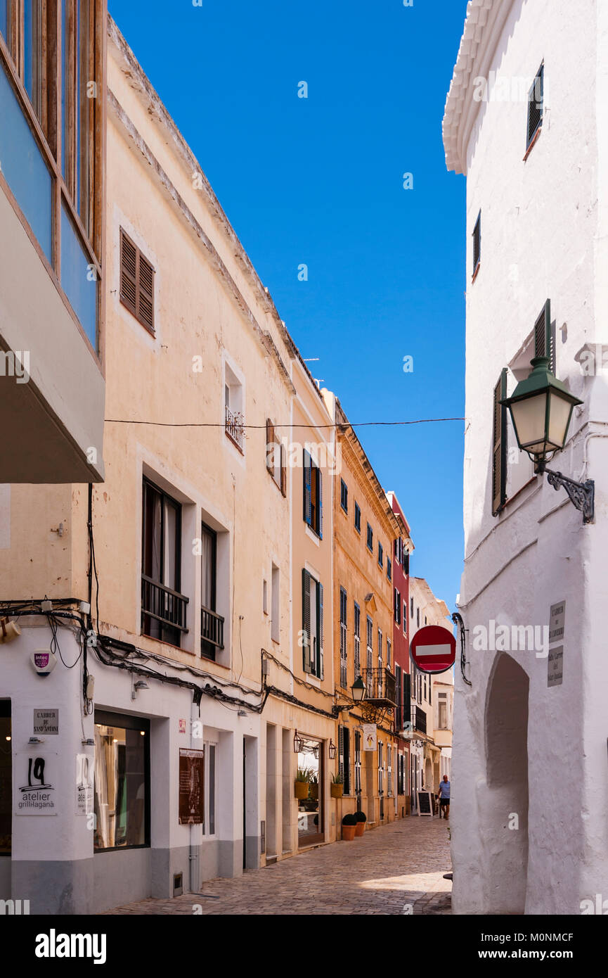 Back streets in Ciutadella de Menorca , Menorca , Balearic Islands , Spain Stock Photo