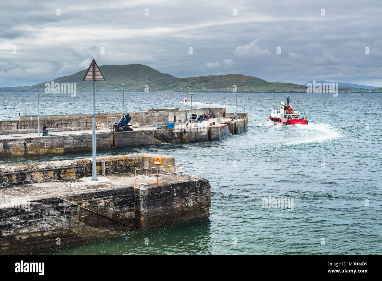 Ferry boats to Clare Island and Inishturk Island leave from Roonagh Pier, west of Louisburg, County Mayo, Ireland Stock Photo