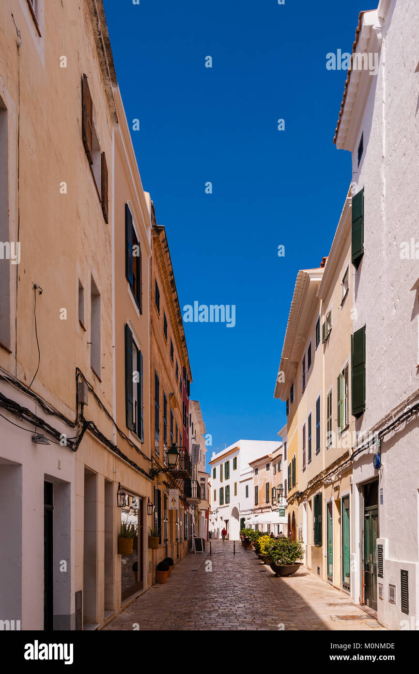 Back streets in Ciutadella de Menorca , Menorca , Balearic Islands , Spain Stock Photo