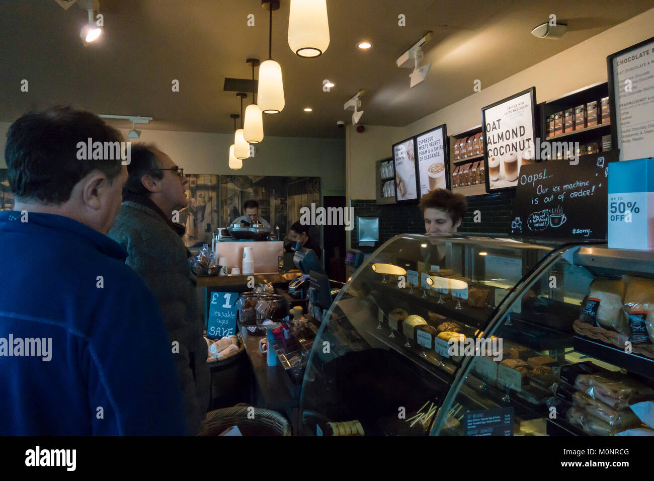 Queue for coffees and bite to eat Stock Photo