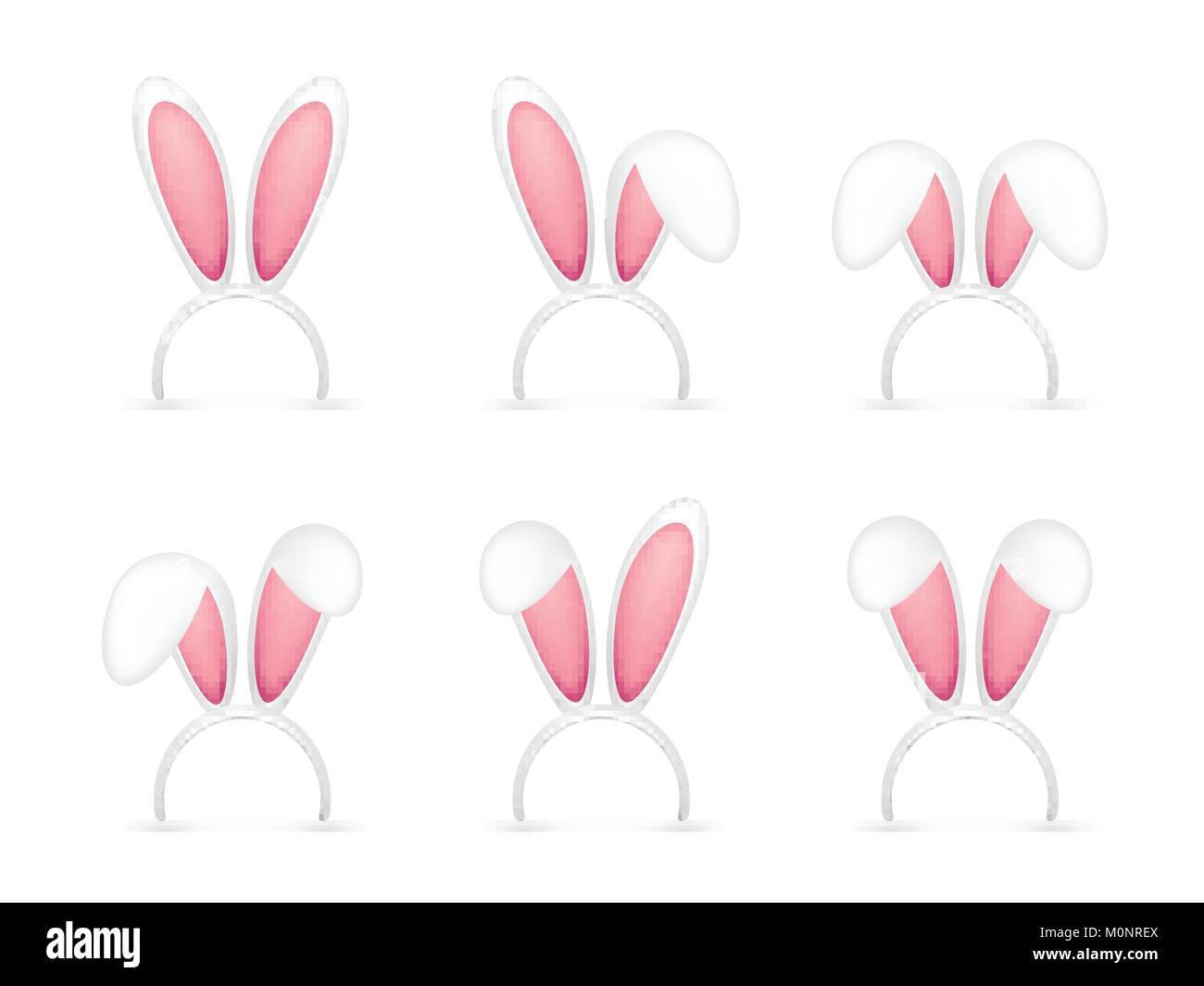 Easter Bunny Ears. Pink and White Mask with Rabbit Ear. Spring Seasonal Cute Hat. April, March Holidays. Stock Vector