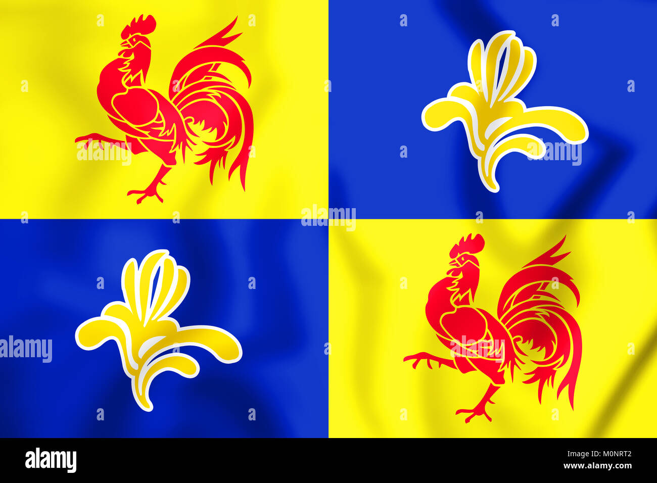 3D Flag of French Community Commission, Belgium. 3D Illustration. Stock Photo
