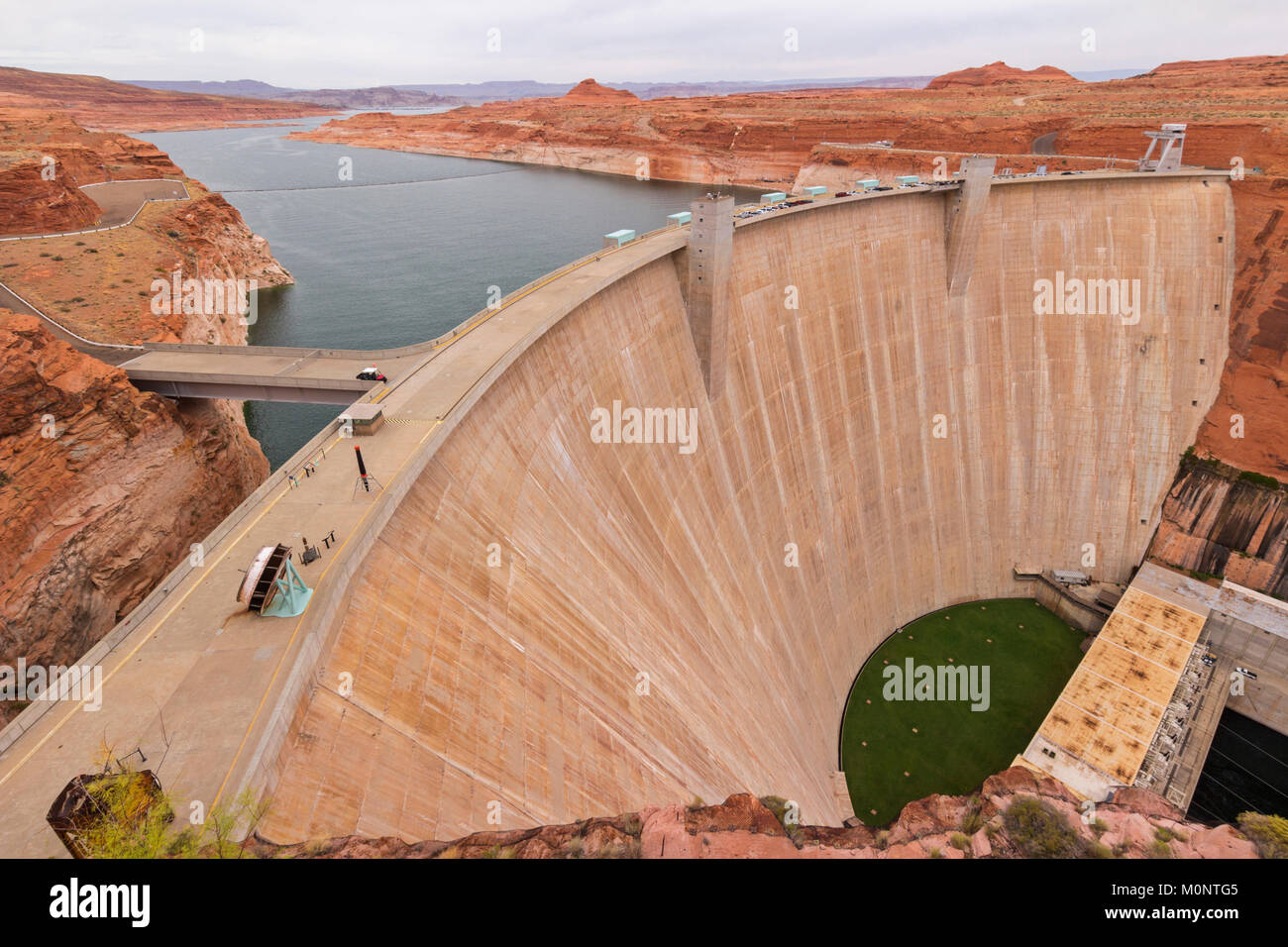 The Glen Canyon Dam and Lake Powell near Page, Arizona. Stock Photo