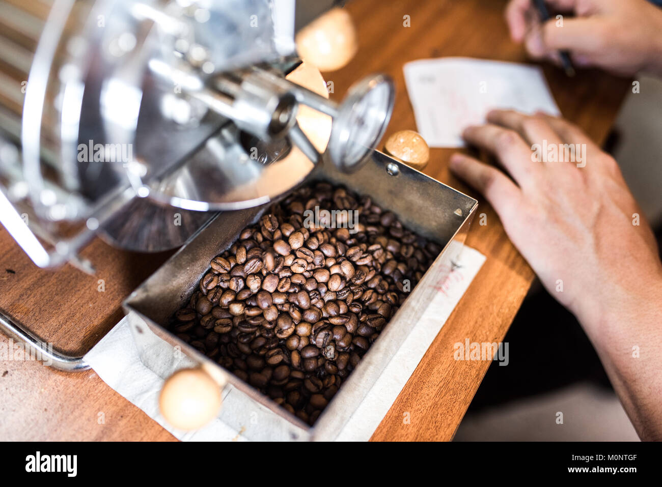 Coffee roasting, coffee toasting Stock Photo