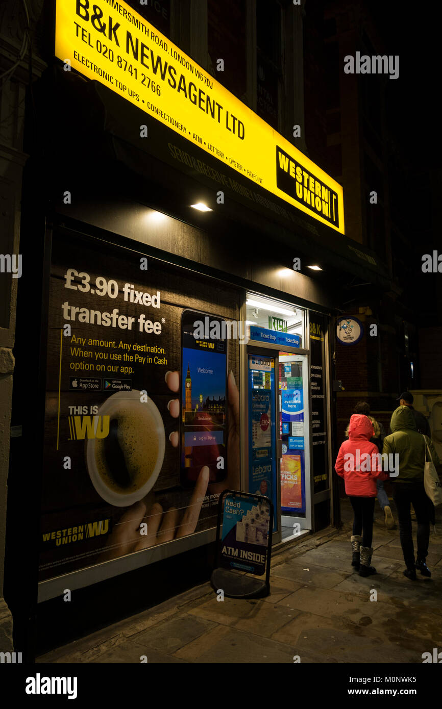 Western Union Money Transfer and paypoint signage and logo at night Stock  Photo - Alamy