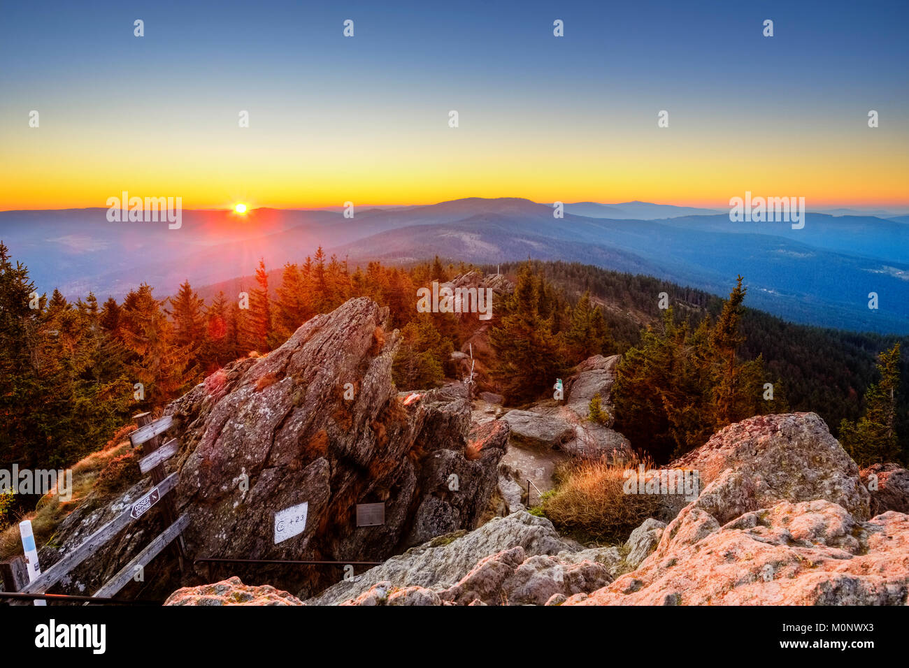 Sunrise,Großer Osser near Lam,Künisches Gebirge,Bavarian Forest,Upper Palatinate,Bavaria,Germany Stock Photo