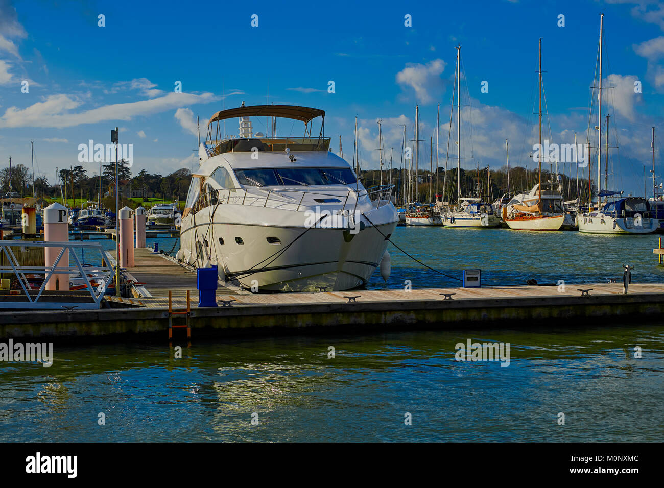 Yarmouth Marina IOW taken on a bright winters day in January 2018 Stock Photo