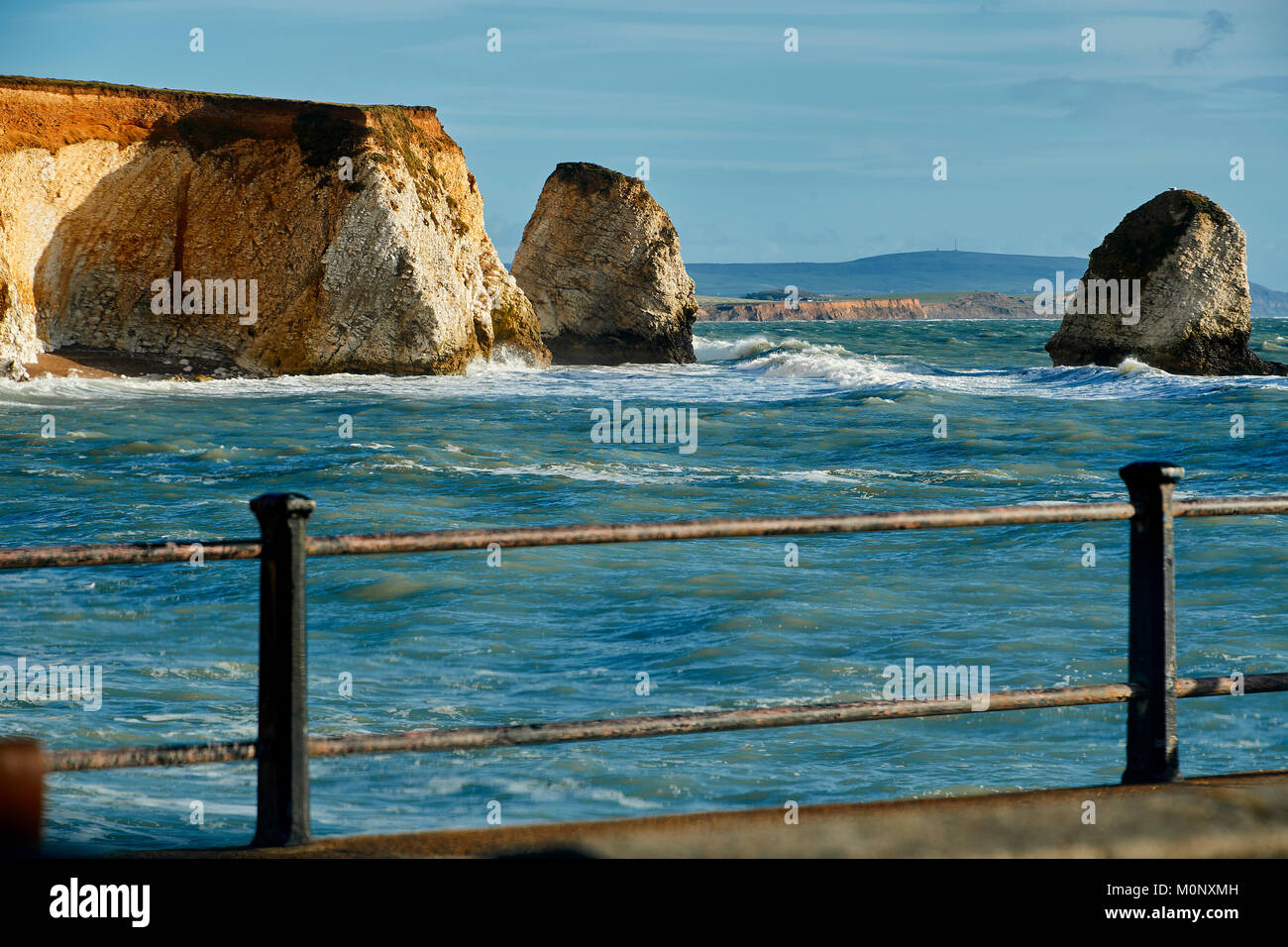 Freshwater Bay IOW on a clear and sunny winters day January 2018 Stock Photo
