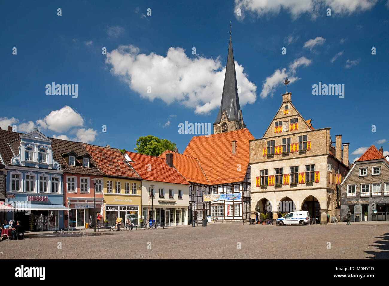 Market place with town hall,Werne,North Rhine-Westphalia,Germany Stock Photo
