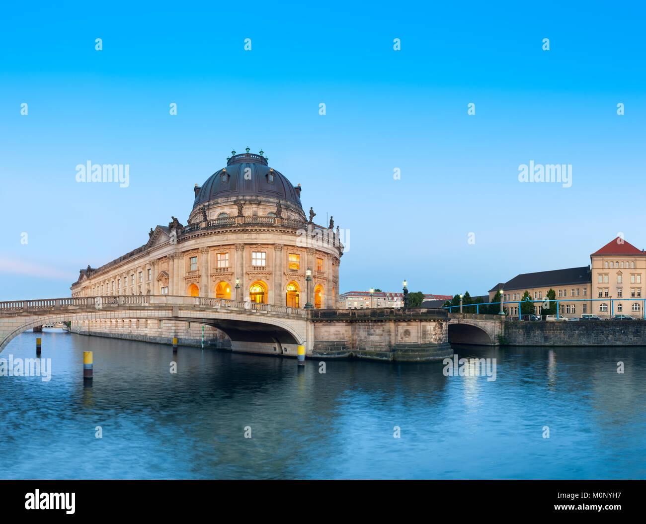 Night time illuminations of Museum Island in Berlin, Germany. Panorama image, space for your text Stock Photo