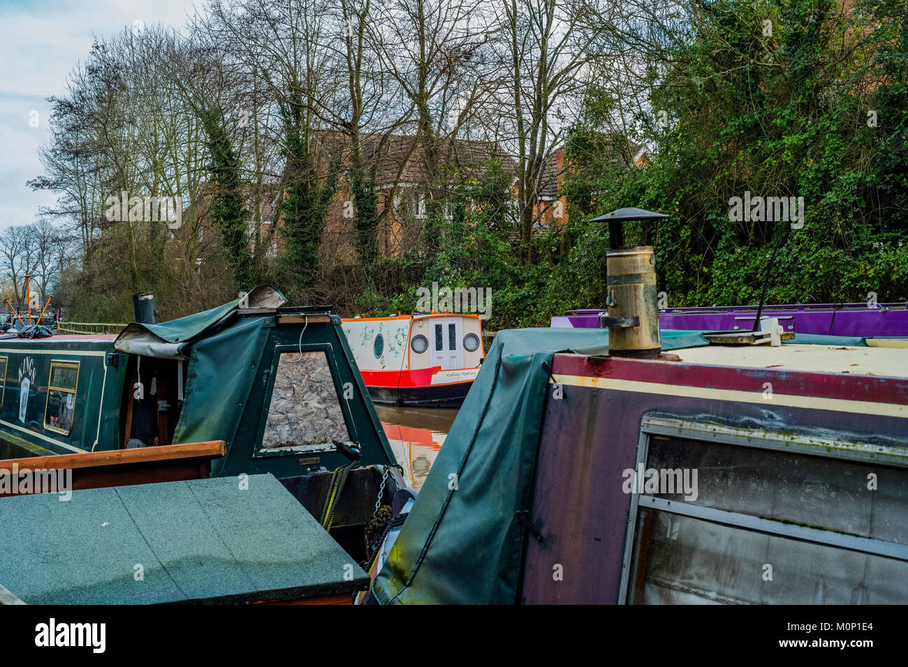 canal river in the english countryside bugbrooke, wharf, marina