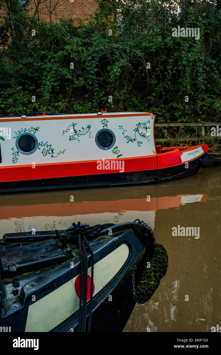 canal river in the english countryside bugbrooke, wharf, marina