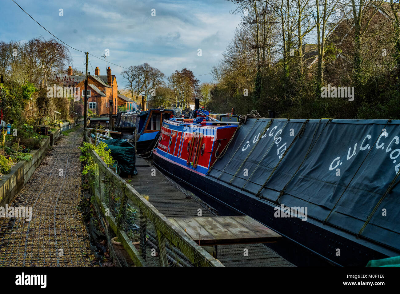 canal river in the english countryside bugbrooke, wharf, marina