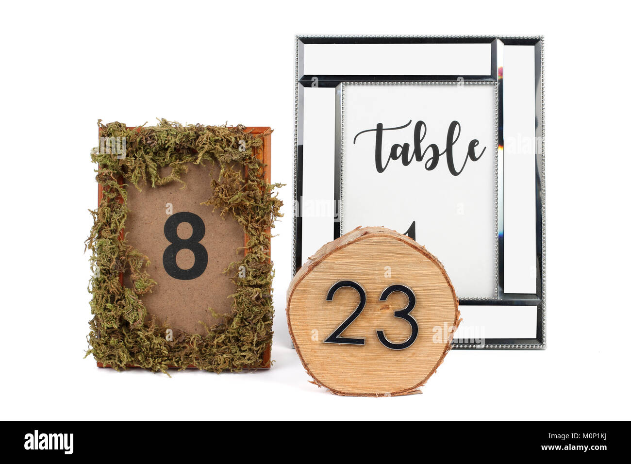 Table Numbers on Plain Background Stock Photo