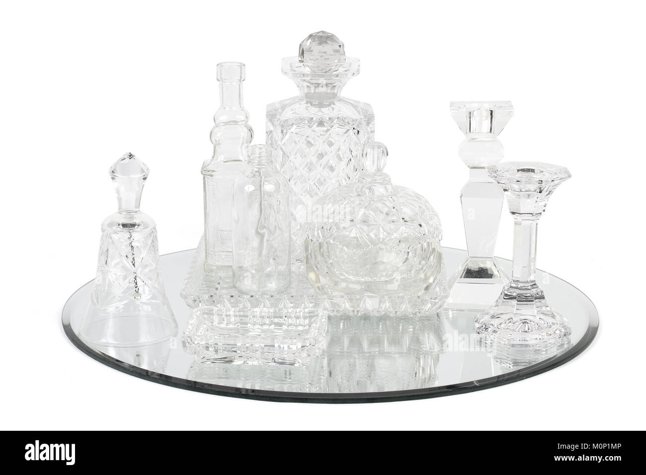 Crystal Decanters on Mirror Tray Stock Photo Alamy