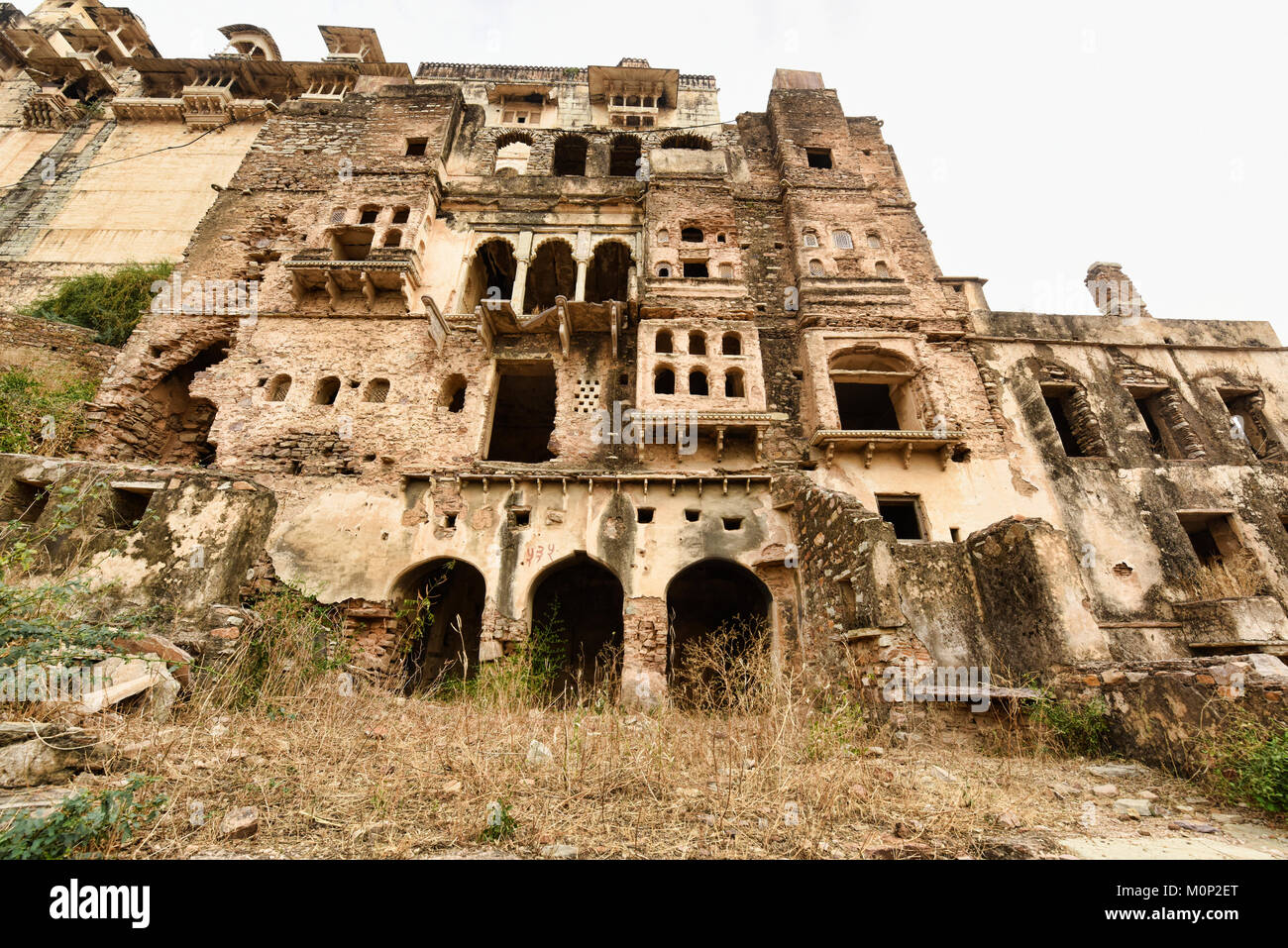The atmospheric ruined Bundi Palace, Rajasthan, India Stock Photo